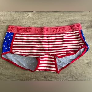 PINK By Victoria’s Secret Boyshorts Panties Size Large, USA Stars and Stripes